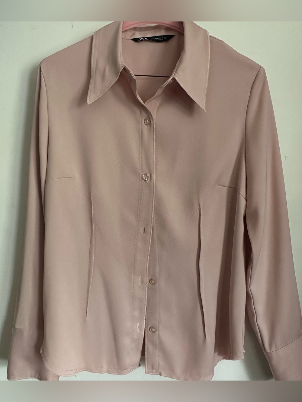 Zara Blush Pink Button-Front Blouse